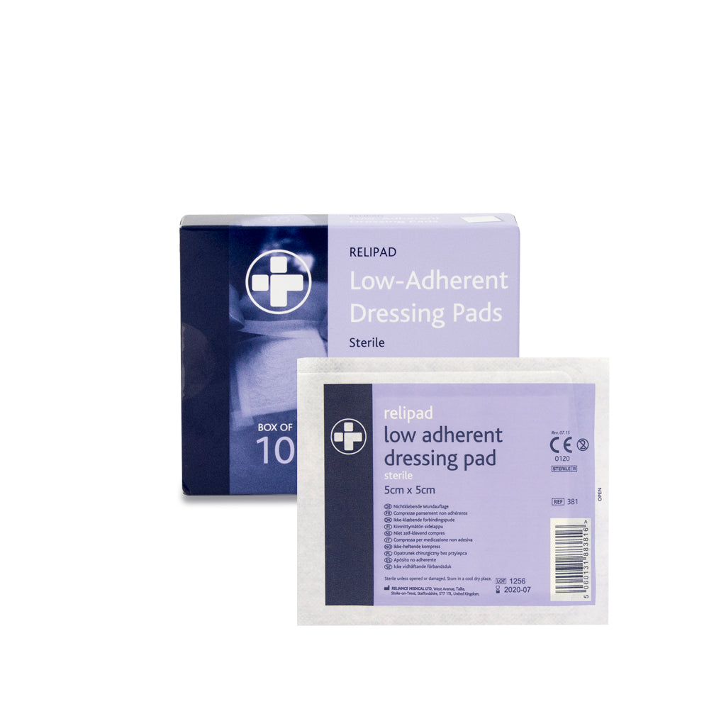 Relipad Low Adherent Dressing Pads - 5cm x 5cm - Box of 100
