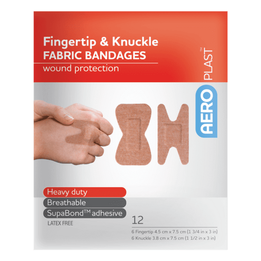AEROPLAST Premium Fabric Fingertip & Knuckle Dressings - Pack of 12
