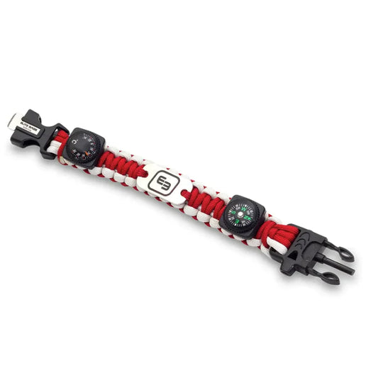 WRIST'S Rescue Fluorescent Bracelet - Paracord - Red & White