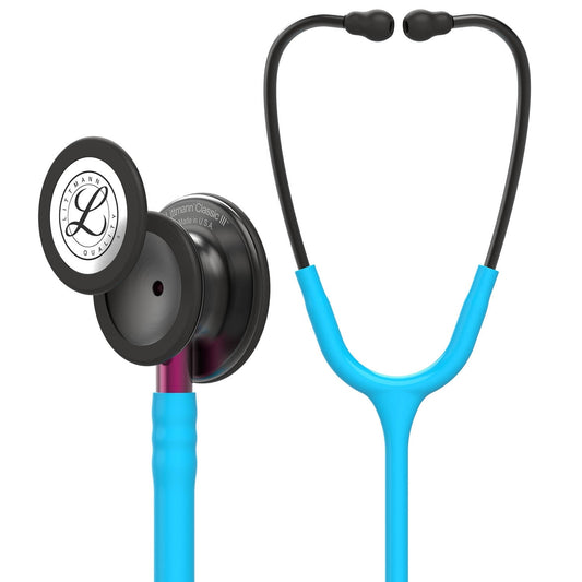 Littmann Classic III Monitoring Stethoscope: Smoke & Turquoise - Pink Stem 5872