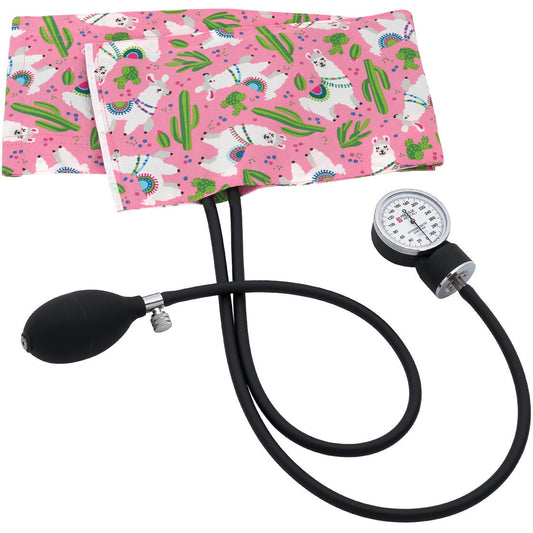 Premium Adult Aneroid Sphygmomanometer- Llamas Pink