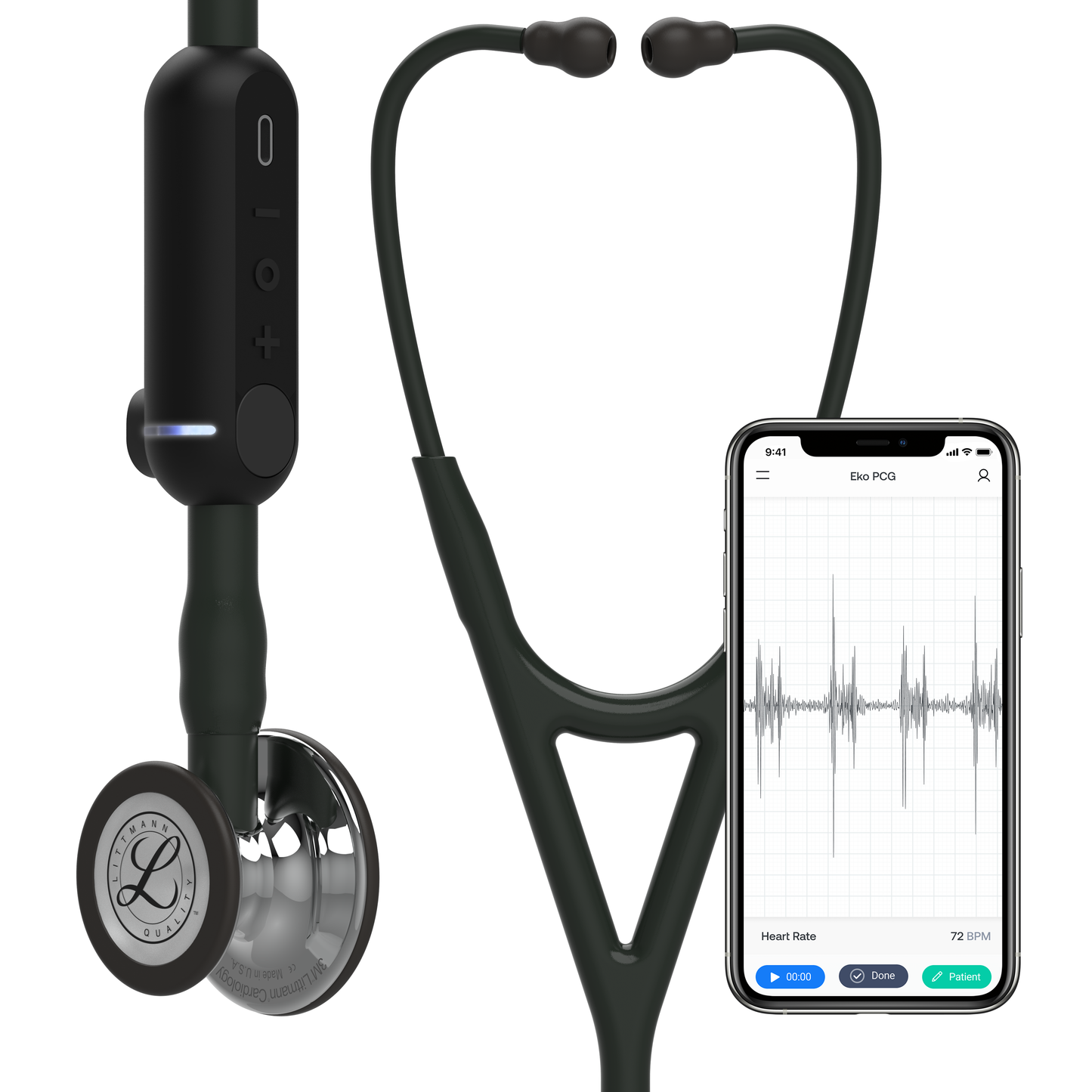 Littmann CORE Digital Stethoscope - 8890 Mirror Chestpiece & Black