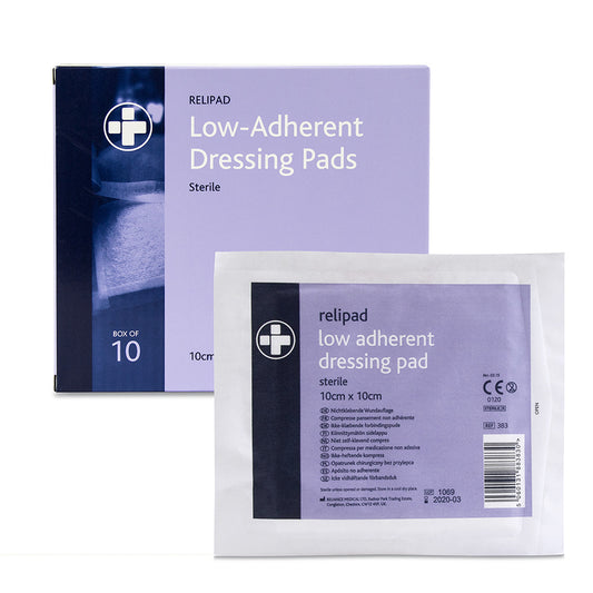 Relipad Low Adherent Dressing Pads - 10cm x 10cm - Box of 10