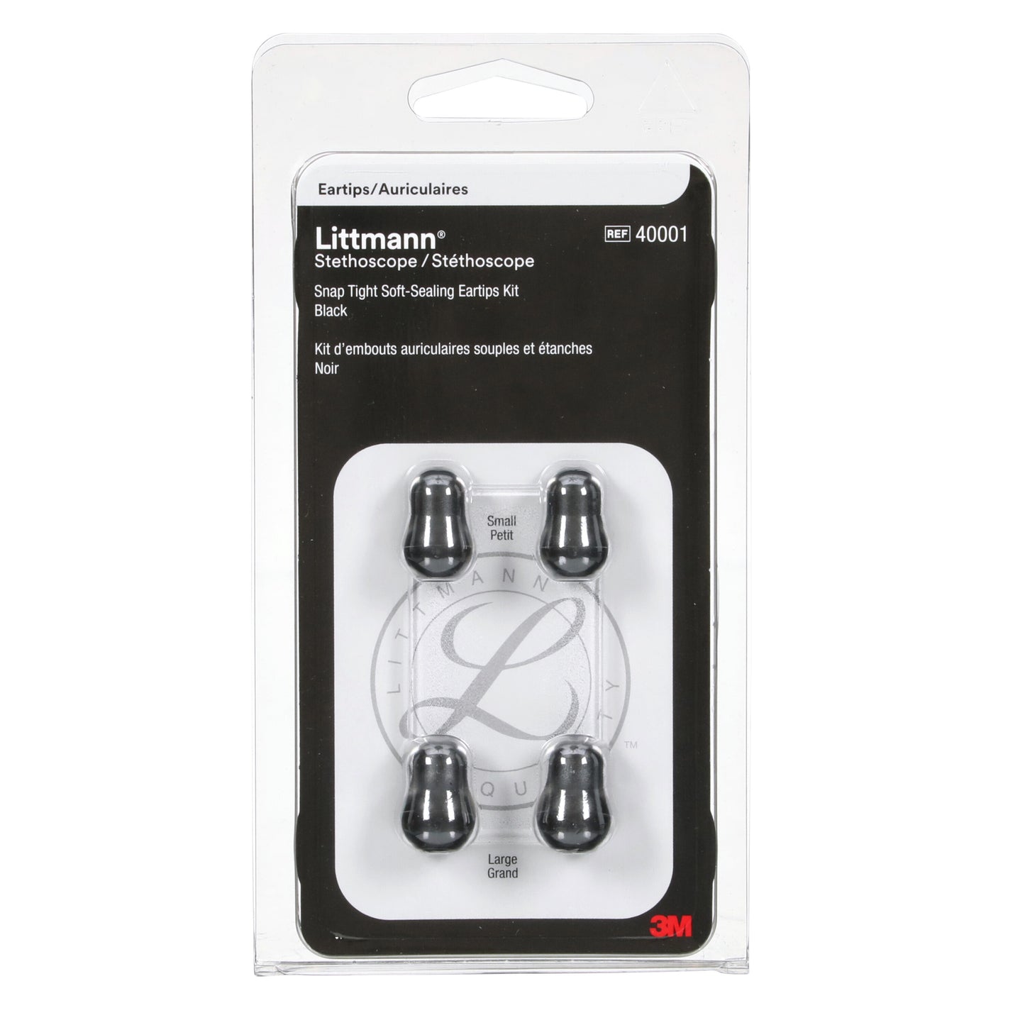 3M Littmann Snap Tight Soft-Sealing Eartips, Black Small & Large - Littmann Stethoscopes