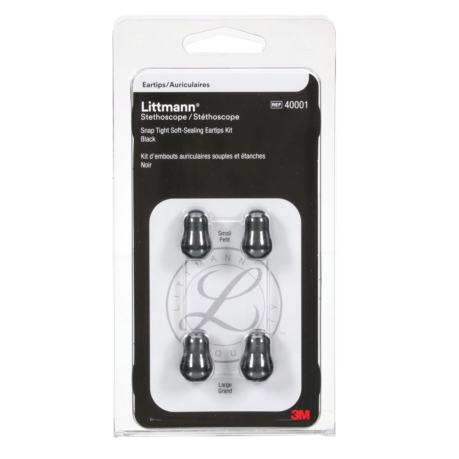 3M Littmann Snap Tight Soft-Sealing Eartips, Black Small & Large - Littmann Stethoscopes