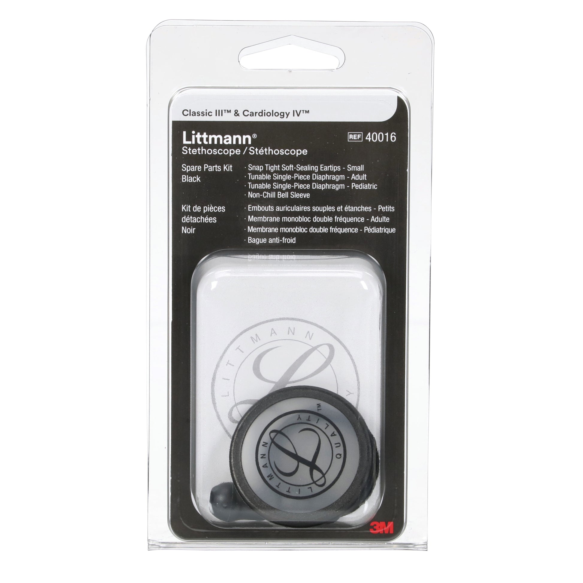 3M Littmann Spare Parts Kit - Classic III/Cardiology IV/CORE Stethoscopes - Black - Littmann Stethoscopes