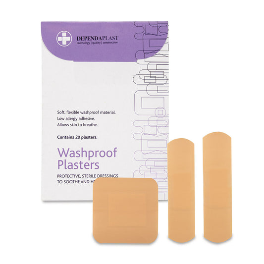 Dependaplast - Pale Washproof Plasters - Assorted - Wallet of 20