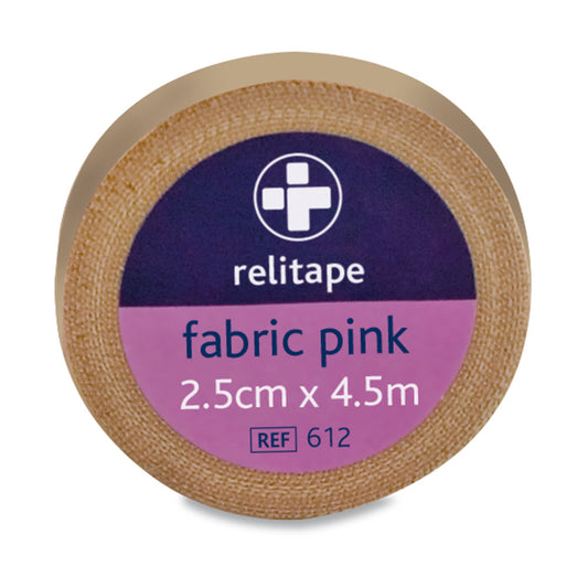 Relitape Fabric Elastic Tape - 2.5cm x 4.5m - Pink