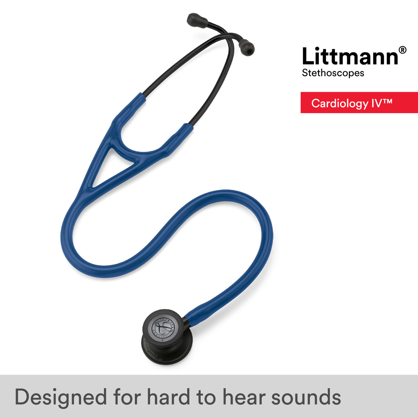 Littmann Cardiology IV Diagnostic Stethoscope: Black & Navy - Black Stem 6168