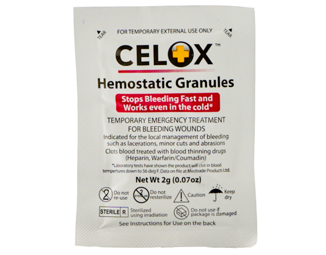 CELOX Granular Hemostat Blood-Clotting Crystals, Box of 200 in CELOX Granular Hemostat Blood-Clotting Crystals, Box of 200 in