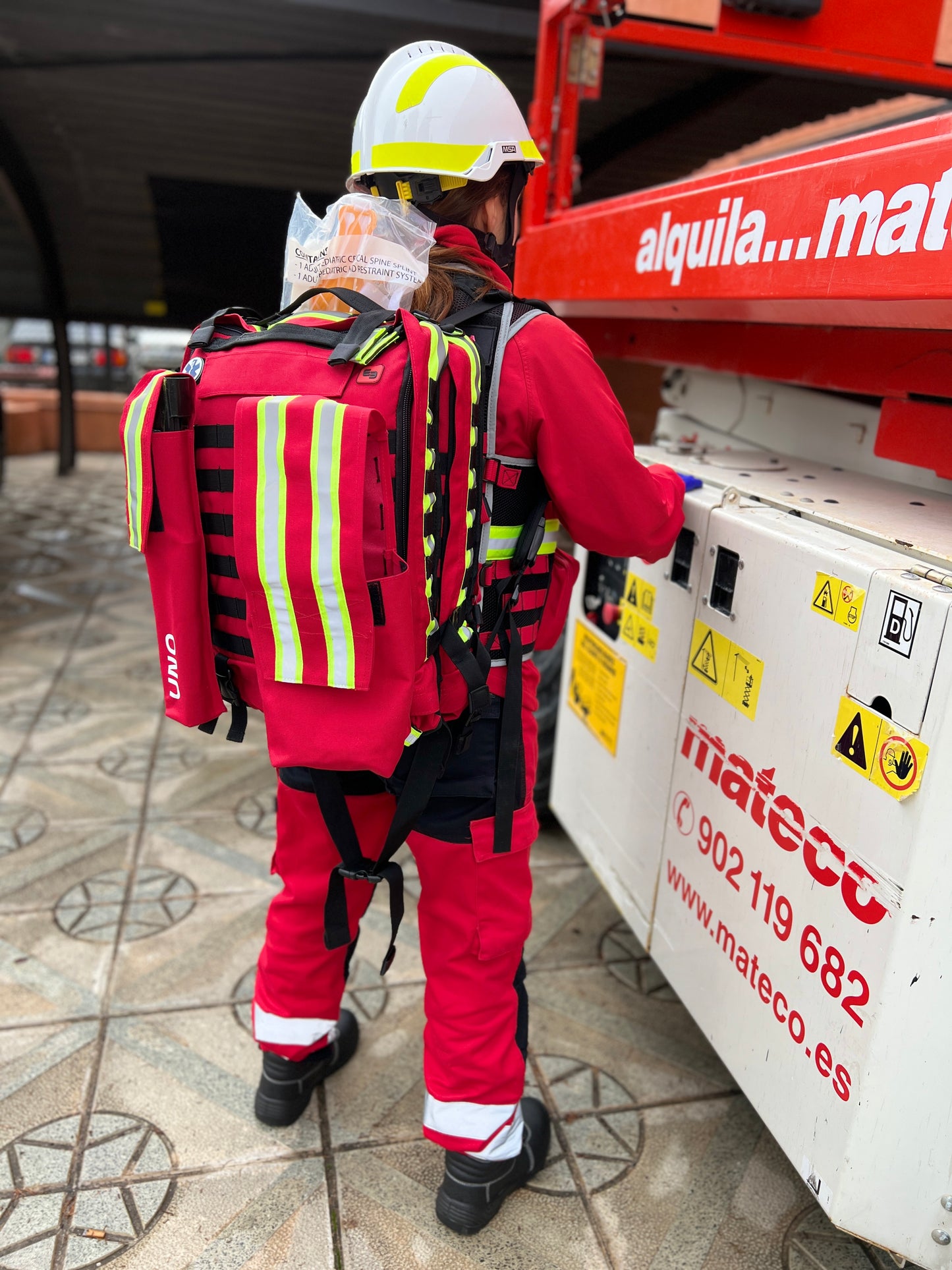 Compact Modular Tactical Backpack Red - Polyester