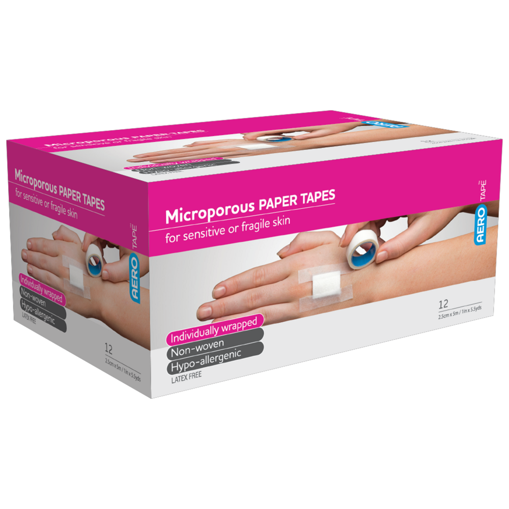 AEROTAPE White Microporous Paper Tape 2.5cm x 5M Box - Single
