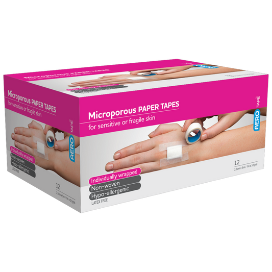 AEROTAPE White Microporous Paper Tape 2.5cm x 5M Box - Single