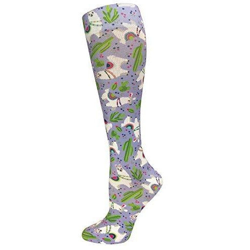 12" Soft Comfort Compression Socks Llamas Light blue
