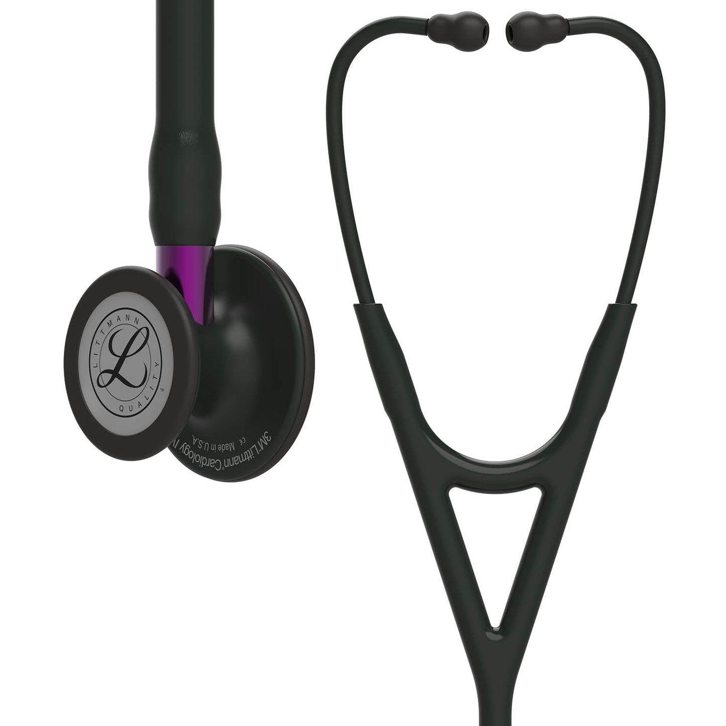 Littmann Cardiology IV Diagnostic Stethoscope: Black & Black - Violet Stem 6203