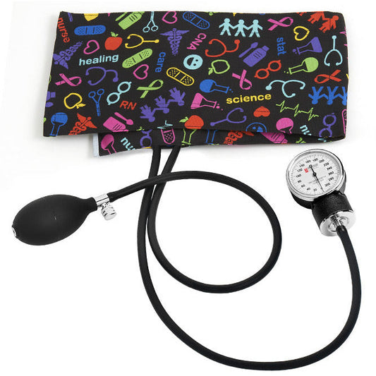 Premium Adult Aneroid Sphygmomanometer- Medical Symbols Black