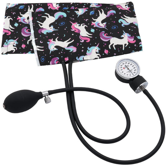 Premium Adult Aneroid Sphygmomanometer- Unicorns Black