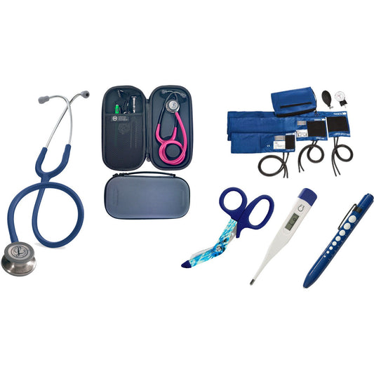 Advanced Nurses Kit Blue - Littmann Classic III Stethoscope Blue 5622, Sphyg, Thermometer, Scissors and More!