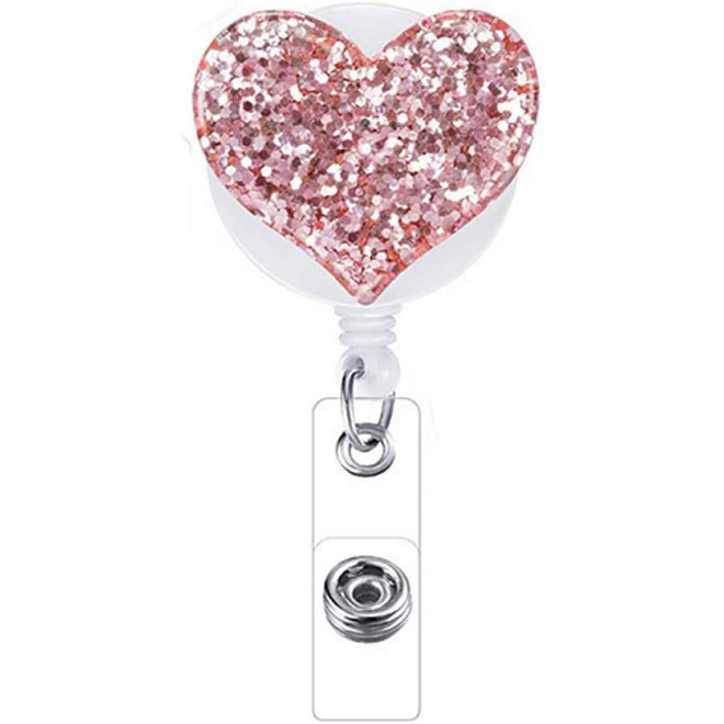Retractable Nurse ID Badge-Pink HEART