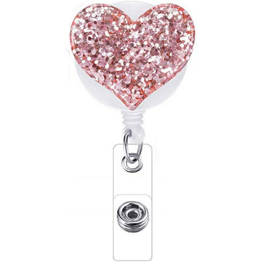 Retractable Nurse ID Badge-Pink HEART